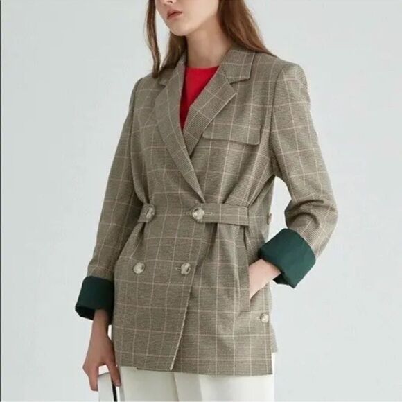 ENOR Plaid Double Breasted Women’s Blazer F - Picture 1 of 10
